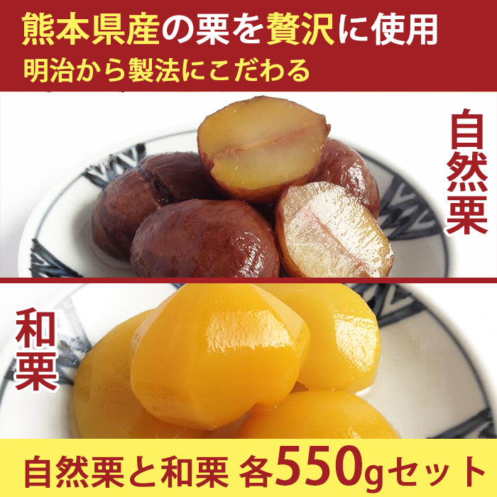 国産 熊本県産 栗 渋皮煮 甘露煮 （自然栗・和栗各550g）詰め合わせ