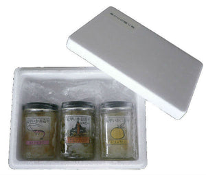 海からの贈り物 紋甲いかお造り3本セット（昆布じめ、桜えび仕立て、柚子こしょう仕立て）【源馬】
