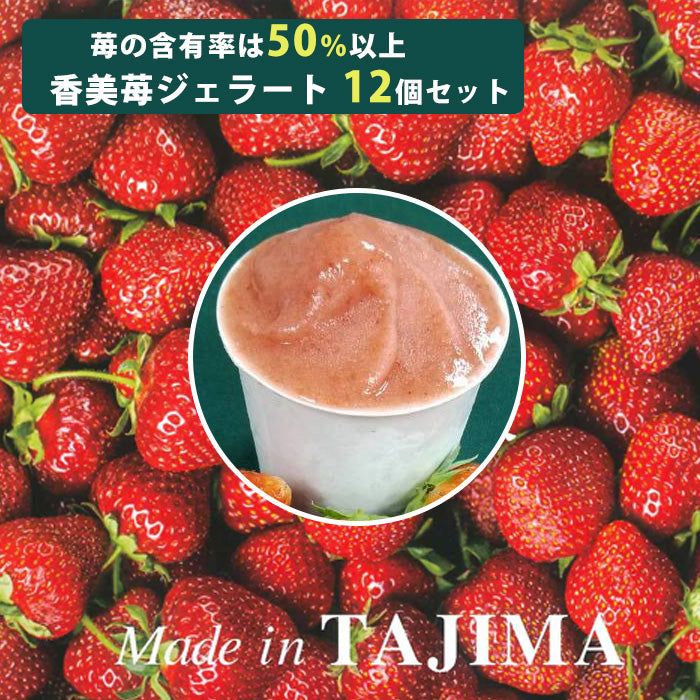 香美苺のジェラート 12個セット(兵庫県但馬のイチゴを50％以上使用）【ユースランド】