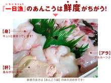 画像をギャラリービューアに読み込む, あんこう鍋セット（800g）（3～4人前）「一日漁」 あん肝(30～40g)×1、身×1、アラ×1、「醤油味　鍋のたれ」×4 国産 島根産 アンコウ鍋 岡富商店 -おかとみ- ギフト
