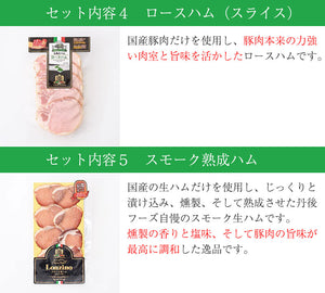 丹後フーズ 天橋立セットB 5種7点セット（ウインナーソーセージ×2、ハーブソーセージ×2、ベーコン（スライス）、ロースハム（スライス）、スモーク熟成ハム（スライス））合計約850g【国産】 【イタリアの職人技術】