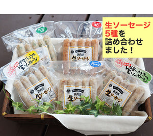 添加物不使用の生ソーセージ5種セット（プレーン・ニラ・辛口・味一ねぎ・ゆずこしょう） 安心院ソーセージ 無添加 宇佐ジビエファクトリー ギフト